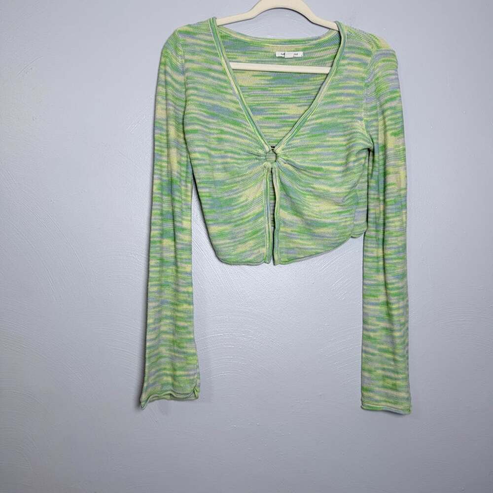 American Eagle Knit Crop Top Size M Green Space-Dye Long